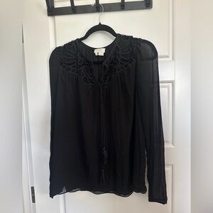 Kate Spade Black Sheer Lace Blouse